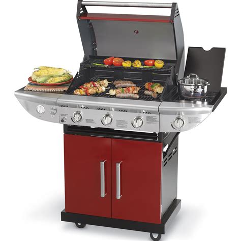 Kenmore 3 Burner Gas Grill with Side Burner - Red