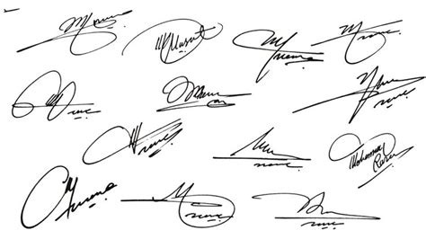 several signed autographs are shown in black and white