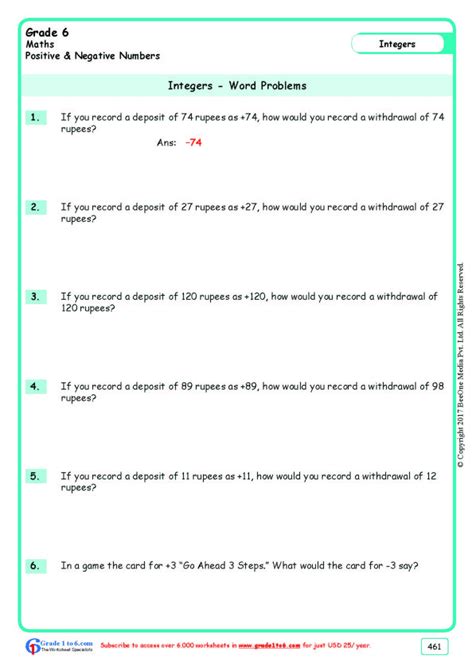 Word Problems Integers Worksheet - Printable Word Searches