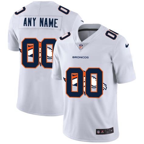 Denver Broncos Custom White Men's Nike Team Logo Dual Overlap Limited ...