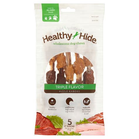 Healthy Hide Triple Flavor Pizzle Kabob 6" Rawhide Dog Chews, 5 Count ...