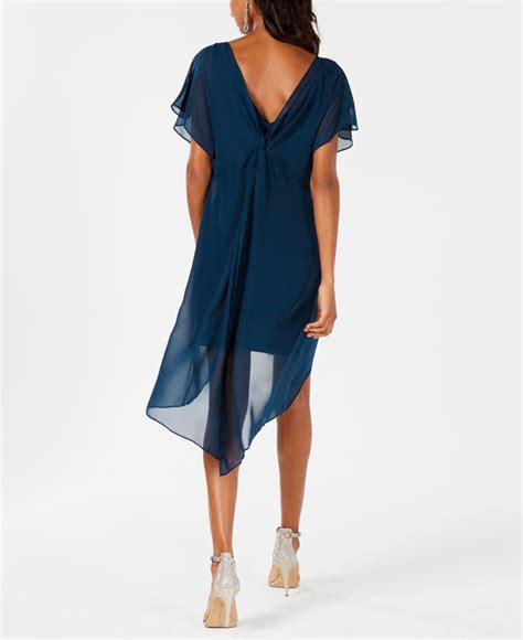 Adrianna Papell Chiffon-overlay A-line Dress in Blue - Lyst