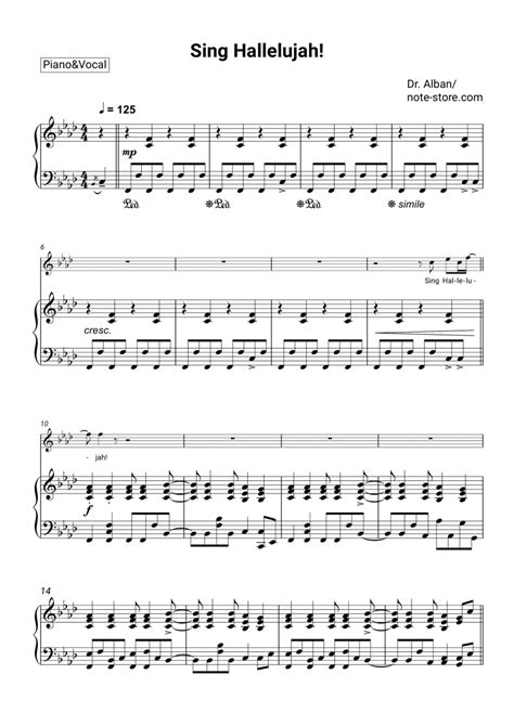 Dr. Alban - Sing Hallelujah! sheet music for piano with letters ...