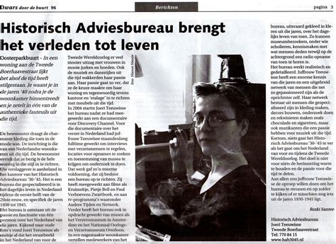 Article in Dutch newspaper about me and my historical consultancy ...