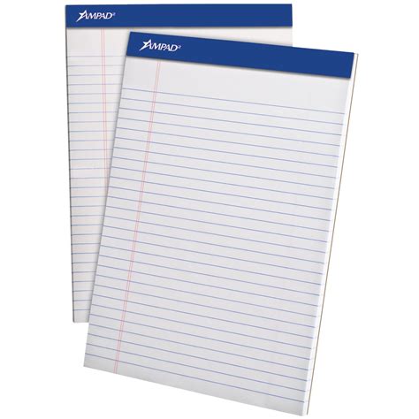 Ampad Wide Ruled Writing Pad, Letter Size (8 1/2" x 11"), 50 Sheets/Pad ...