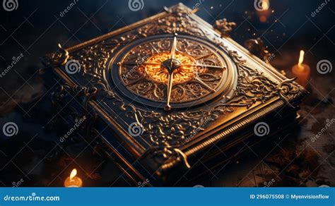 A Gold Book with a Compass on Top Stock Illustration - Illustration of ...