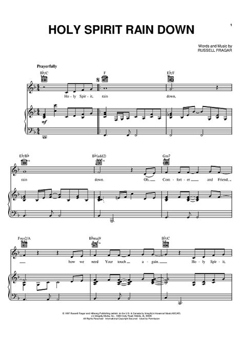 Holy Spirit Rain Down" Sheet Music by Russell Fragar for Piano/Vocal ...