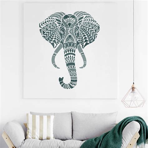 Elephant Head Wall Art Stencil DIY Tribal Design Geometric | Etsy