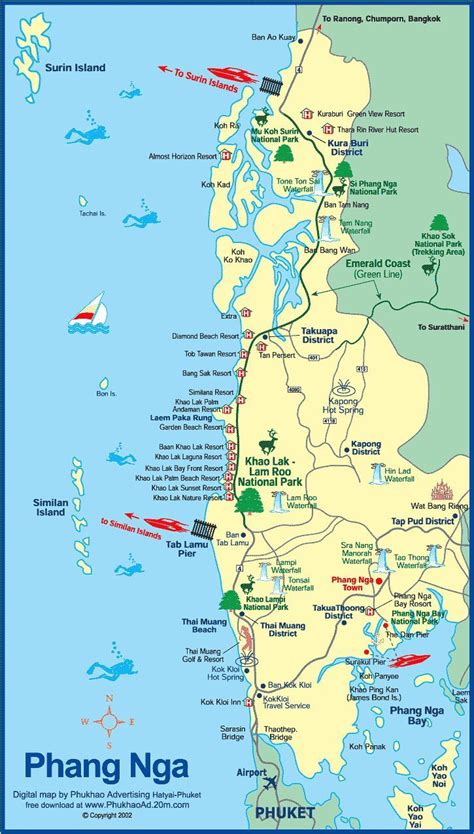 Map of Phang nga Thailand-Phang Nga map and hotels Phamg Nga Khao Lak ...