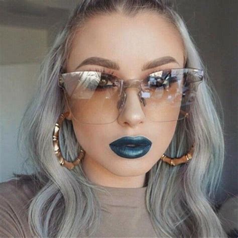 Fashion Women Oversized Square Frameless Sunglasses Big Large Rimless ...