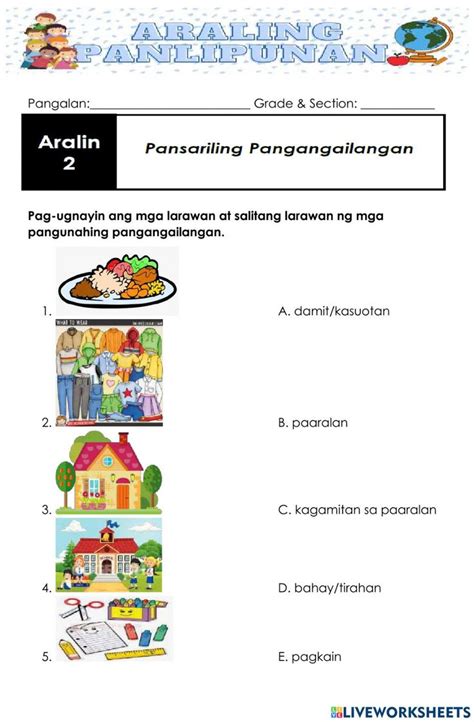 Araling panlipunan-module week 2 worksheet | 1st grade worksheets ...