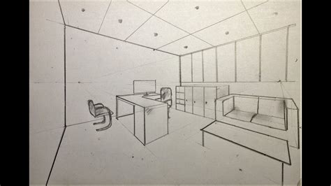 ARCHITECTURAL │How To Draw a Simple Work Office in 2 Point Perspective ...