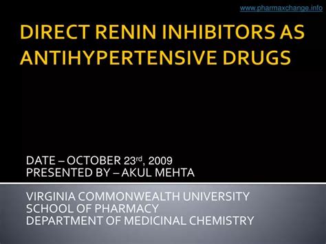 PPT - DIRECT RENIN INHIBITORS AS ANTIHYPERTENSIVE DRUGS PowerPoint ...