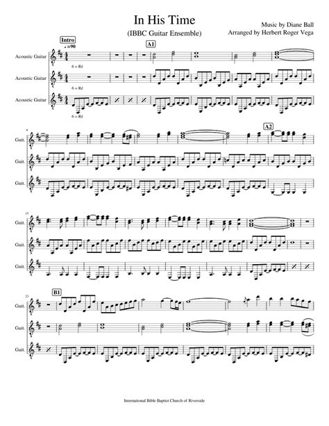 In His Time Sheet music for Guitar (Mixed Trio) | Musescore.com