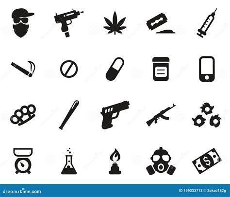 Drug Dealer or Drug Cartel Icons Black & White Set Big Stock Vector ...