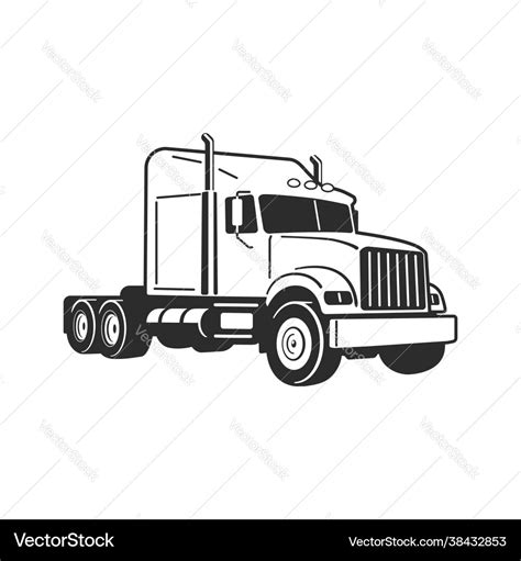 Semi truck outline lorry freight Royalty Free Vector Image