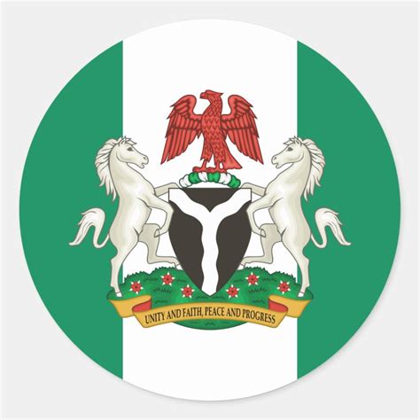 Nigerian Flag & Coat of Arms, Flag of Nigeria Classic Round Sticker ...