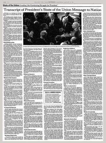 STATE OF THE UNION; Transcript of President's State of the Union ...