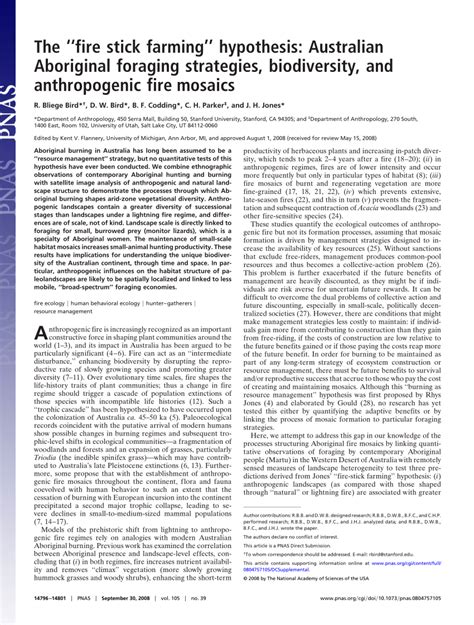 (PDF) The “fire stick farming” hypothesis: Australian Aboriginal ...