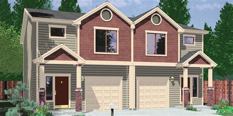 Garage In The Middle House Design - Duplex House Plans 2 Story Duplex ...