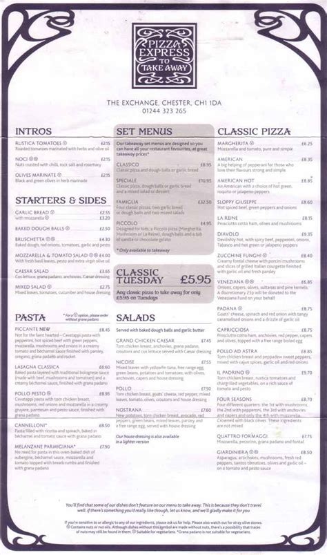 pizza express london menu