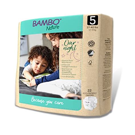 Bambo Nature Overnight Eco-Friendly Baby Diapers, Size 5, White, 22 ...