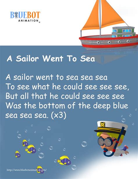 A sailor went to sea Nursery rhyme lyrics Free printable nursery rhyme ...