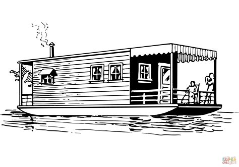 Vintage Houseboat coloring page | Free Printable Coloring Pages