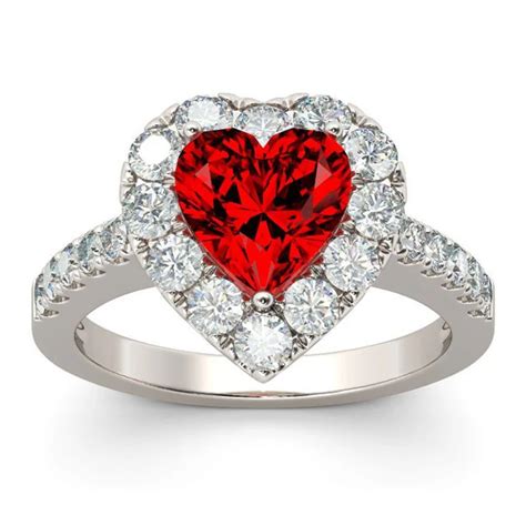 Red Heart Ring 5A CZ Zirconia Wedding Jewelry Brand Engagement Hearts ...