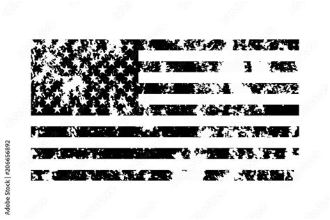 Black and white American flag. Grunge USA flag. Vector illustration ...