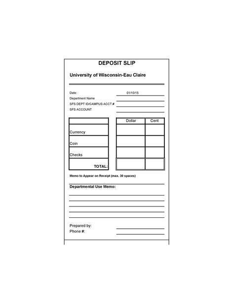 Printable Blank Deposit Slips - Printable Form, Templates and Letter