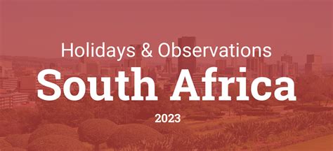 Holidays and Observances in South Africa in 2023