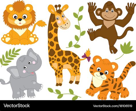 Set of jungle animals Royalty Free Vector Image