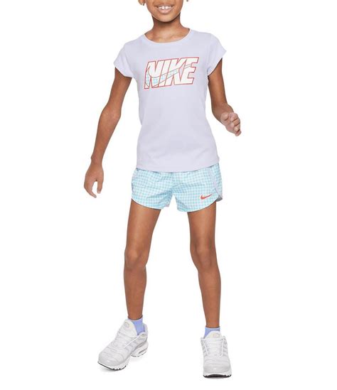 Nike Little Girls 2T-6X Short-Sleeve Logo Tee & Gingham Shorts Set ...