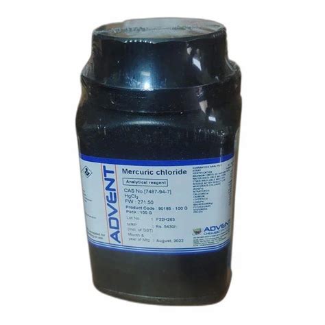 Mercuric Chloride Powder, 98%, 100g Jar at Rs 5430/kg in Pune | ID ...