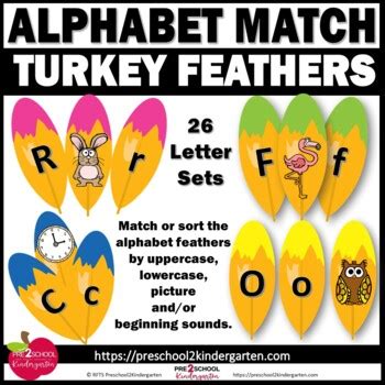 TURKEY FEATHERS LETTER PICTURE MATCH by RFTS-Preschool2Kindergarten