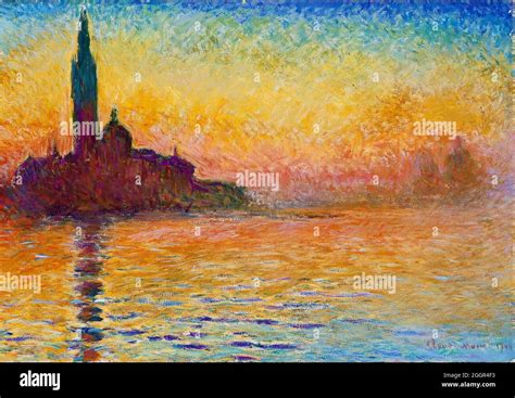 Claude Monet artwork - Sunset in Venice - Saint-Georges majeur au ...