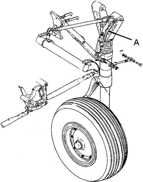 Schematic showing the Cessna 402 civil aircraft landing gear. Locking ...