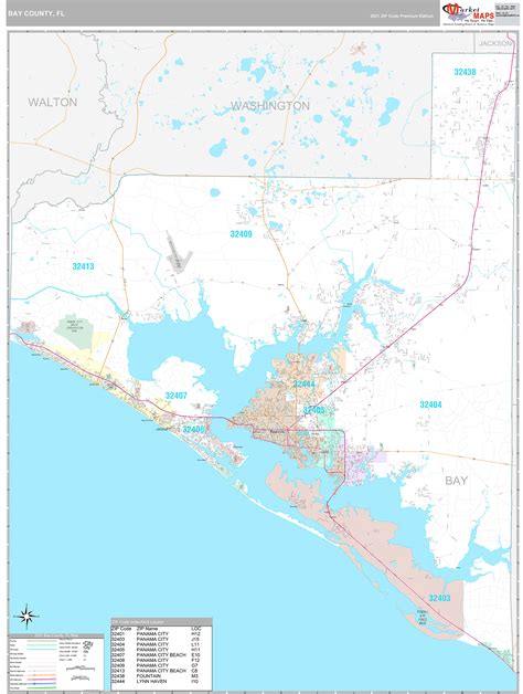 Bay County, FL Wall Map Premium Style by MarketMAPS - MapSales