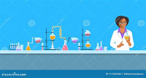 Chemist in Chemical Laboratory Vector Background Stock Vector ...