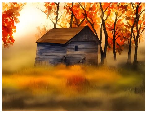 ArtStation - Watercolor autumn landscape set illustration | Artworks