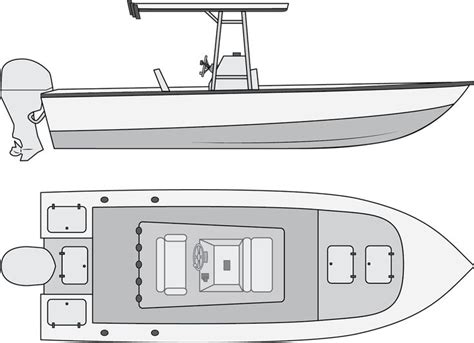 Center Console Fishing Boat Drawing