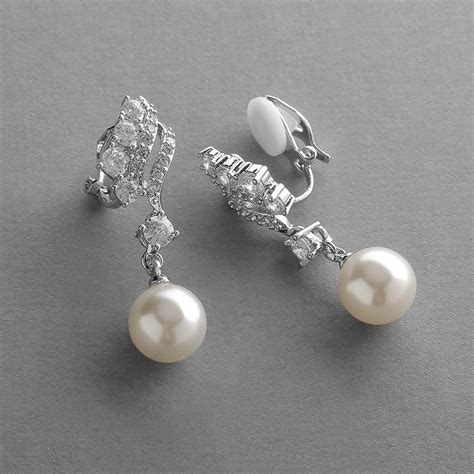 Clip on Pearl Earrings Clip on Pearl Bridal Earrings Clip on - Etsy