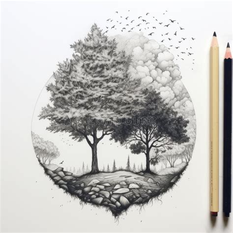 Forest Pencil Drawing