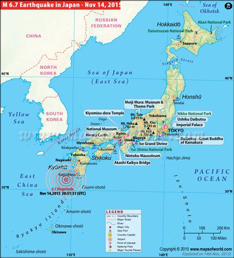 Japan Earthquakes Map, Areas Affected by Earthquakes in Japan