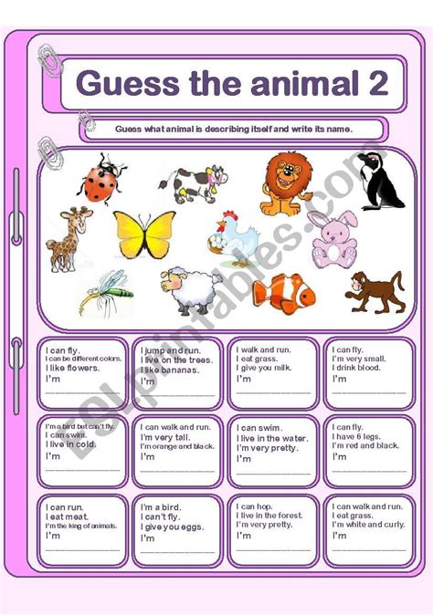 Guess the animal 2 - ESL worksheet by Yulia Mo