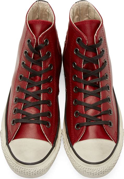 Converse Red Leather Chuck Taylor High_top Sneakers in Red for Men | Lyst