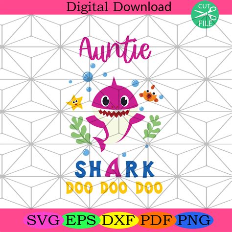 Auntie Shark Doo Doo Doo Svg Family Svg, Auntie Shark Svg - SilkySVG