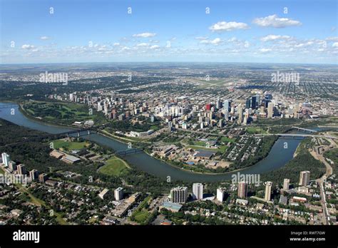 aerial, North Saskatchewan River, Edmonton, Alberta Stock Photo - Alamy