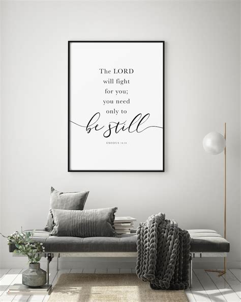 Exodus 14:14 NIV Bible Verse Wall Art The Lord Will Fight For | Etsy